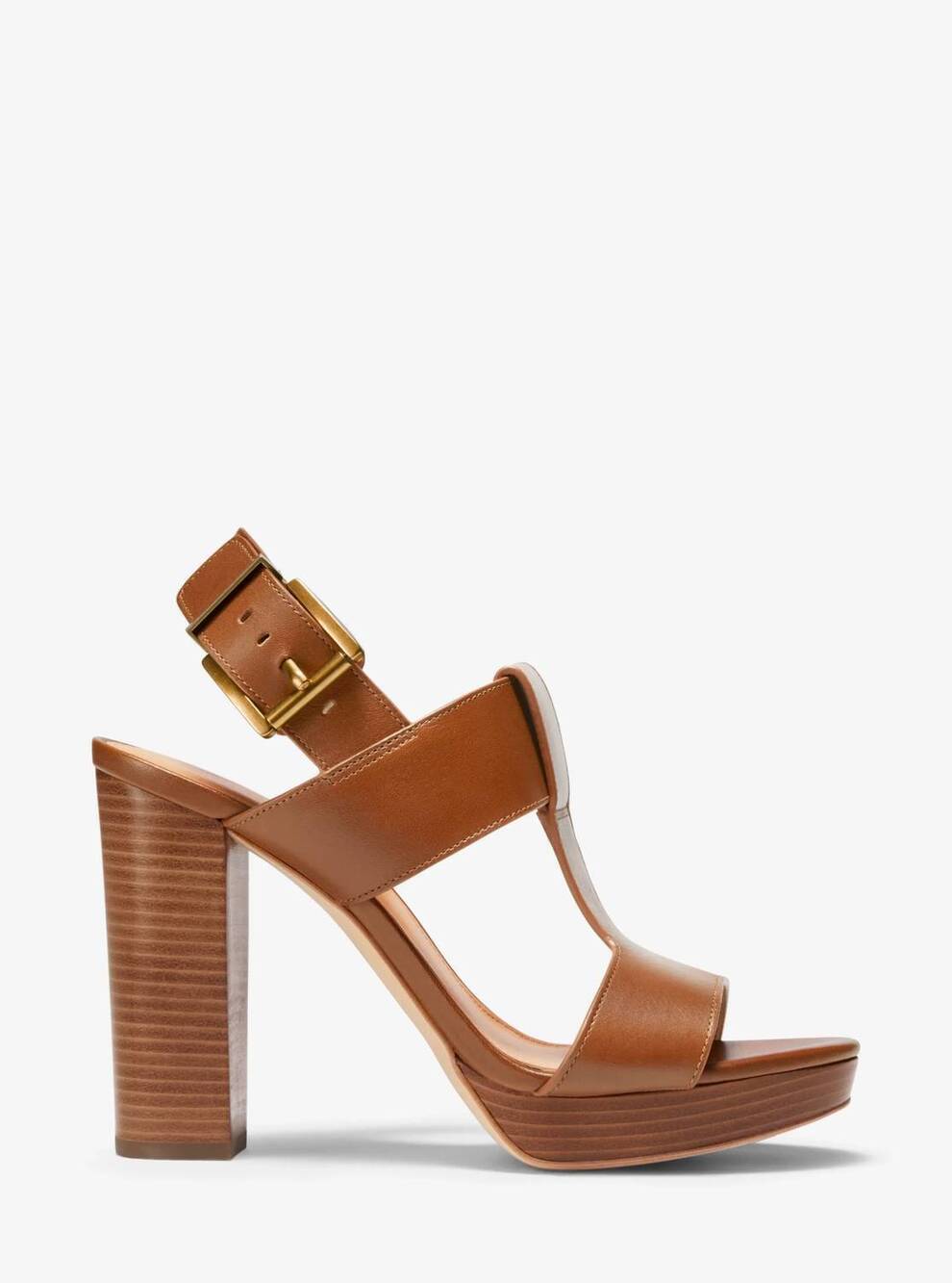 NEW MICHAEL KORS women's becker leather platform sandal in luggage